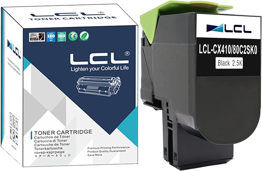 LCL Black Toner Cartridge for Lexmark 802SK CX310 CX410 CX510 80C2SK0 (1 Pack)