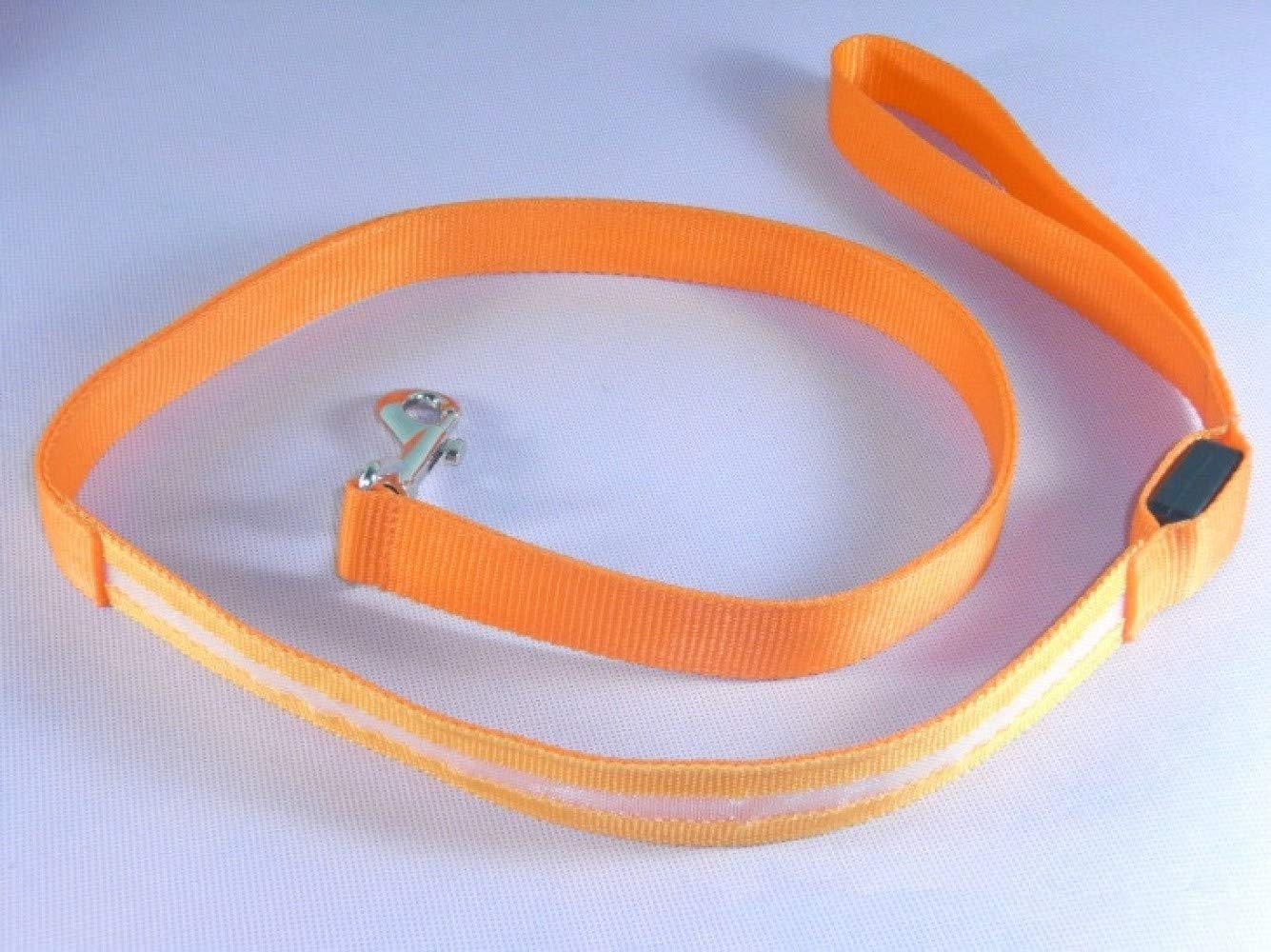 Vita Sharks Light Up LED Dog Lead/Leash for Safe Night Time Visibility in The Dark. Weatherproof Bright Visible Nylon Construction. Cool Fun Funky Dog Accessories (Orange)
