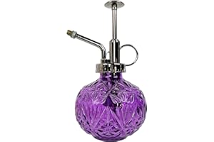 REFFU Plant Spray Bottle Plant Mister Glass 6.3 Inches Tall Vintage Plant Sprayer Mister,Plant Spritzer, Watering Can with Top Pump for Indoor House Plants, Garden,Cleaning (Purple)