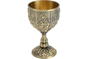 Vintage Chalice Goblet, 3 oz Zinc Alloy Embossed Flower Wine Goblet Metal Chalice Goblet Wine Liqueur Cup Shot Glass Drinking