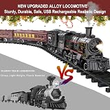 BUBUQE Electric Train Set Alloy Locomotive Lights Smoke Tracks 51in Oval view 2