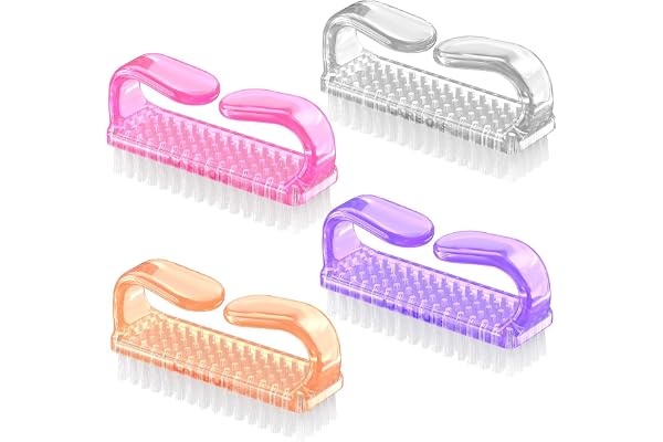 Larbois Handle Grip Nail Brush, Nail Brushes Hand Fingernail Brush Cleaner Scrubbing Kit Pedicure for Toes and Nails Men Women (4 Pack)