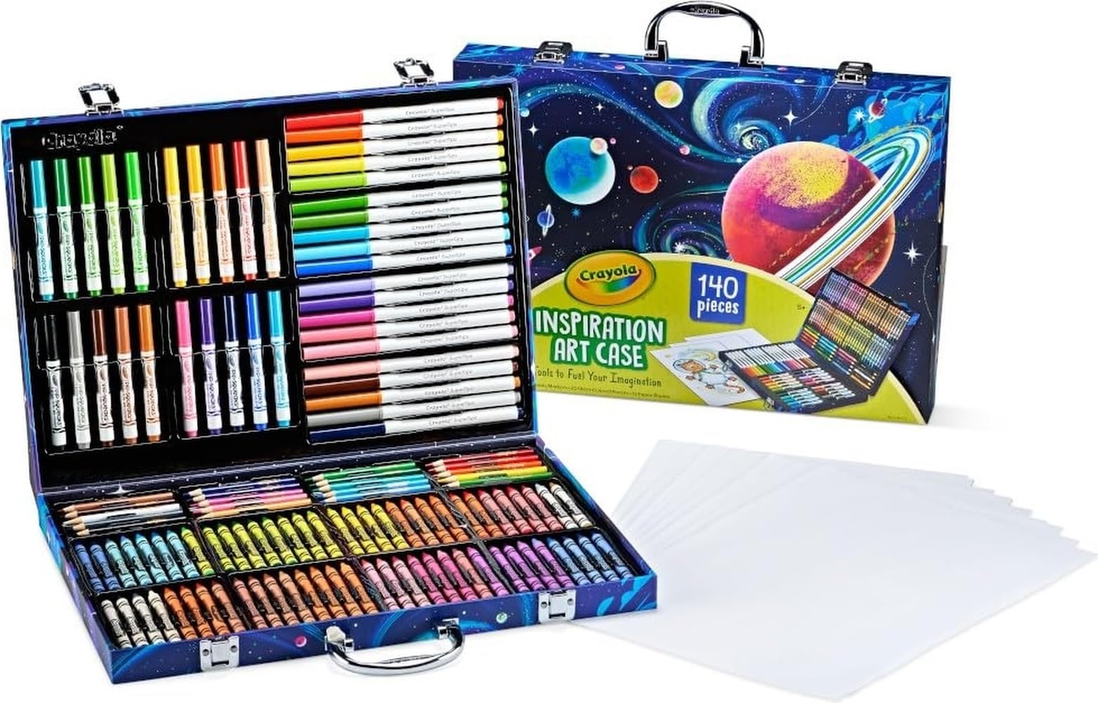Crayola Inspiration Art Case Juego para colorear, 140 piezas con tema espacial - Kit de arte para niños, crayones, marcadores, lápices, regalo para niños y niñas, edades 5, 6, 7, 8 [Exclusivo de Amazon]