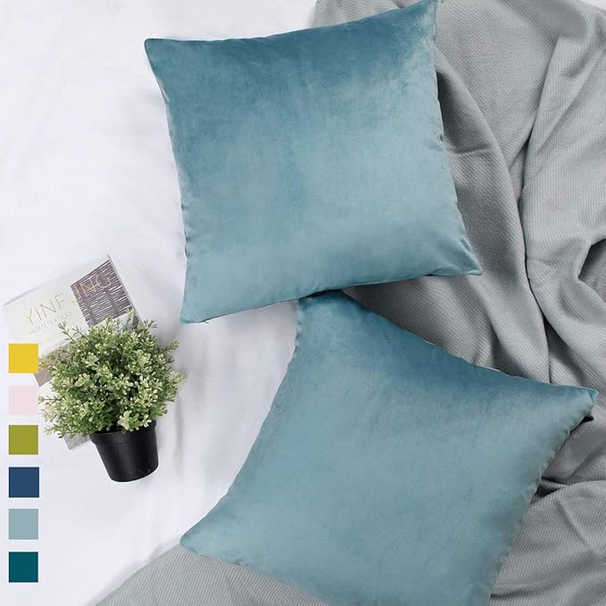 YINFUNG Light Blue Pillow Covers Velvet Pillow