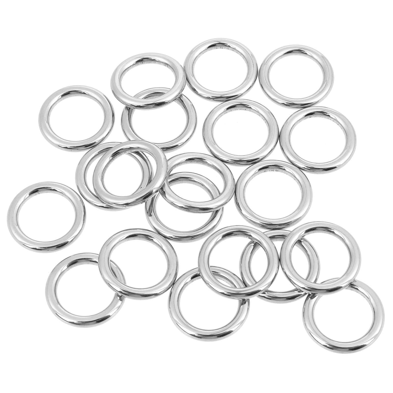 Hariendny 20pcs Stainless Steel O Rings 20mm Metal Welded Closed O Ring Seamless Smoothing Round Ring Buckles for Handbag, Camping Belt, Keychain, Dog Leashes, Luggage Belt (4 * 20mm)