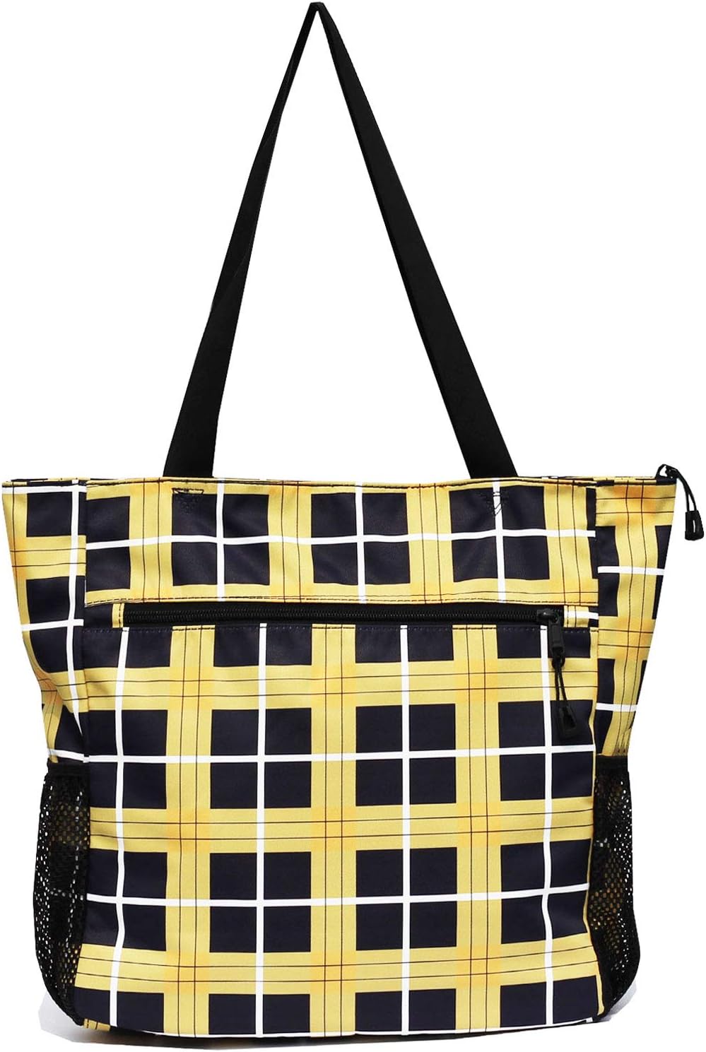 Original Floral Water Resistant Tote Bag Large Shoulder Bag with Multi Pockets for Gym Hiking Picnic Travel Beach Daily Bags (Blue - Yellow)