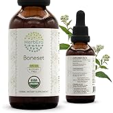 HerbEra USDA Organic Boneset Alcohol-Free Liquid Extract Tincture &ndash; Respiratory &amp; Immune Support, Eupatorium perfoliatum Dried Herb, Antioxidant Drops, Vegan, Herbal Supplement (2 fl oz)