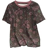 SOLY HUX Women's Floral T Shirt Short Sleeve Crew Neck Casual Summer Tee Tops