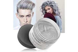 VOLLUCK Silver Gray Hair Wax Pomades 4.23 oz - Natural Hair Coloring Wax Material Disposable Hair Styling Clays Ash for Cosplay, Party (Silver Gray)