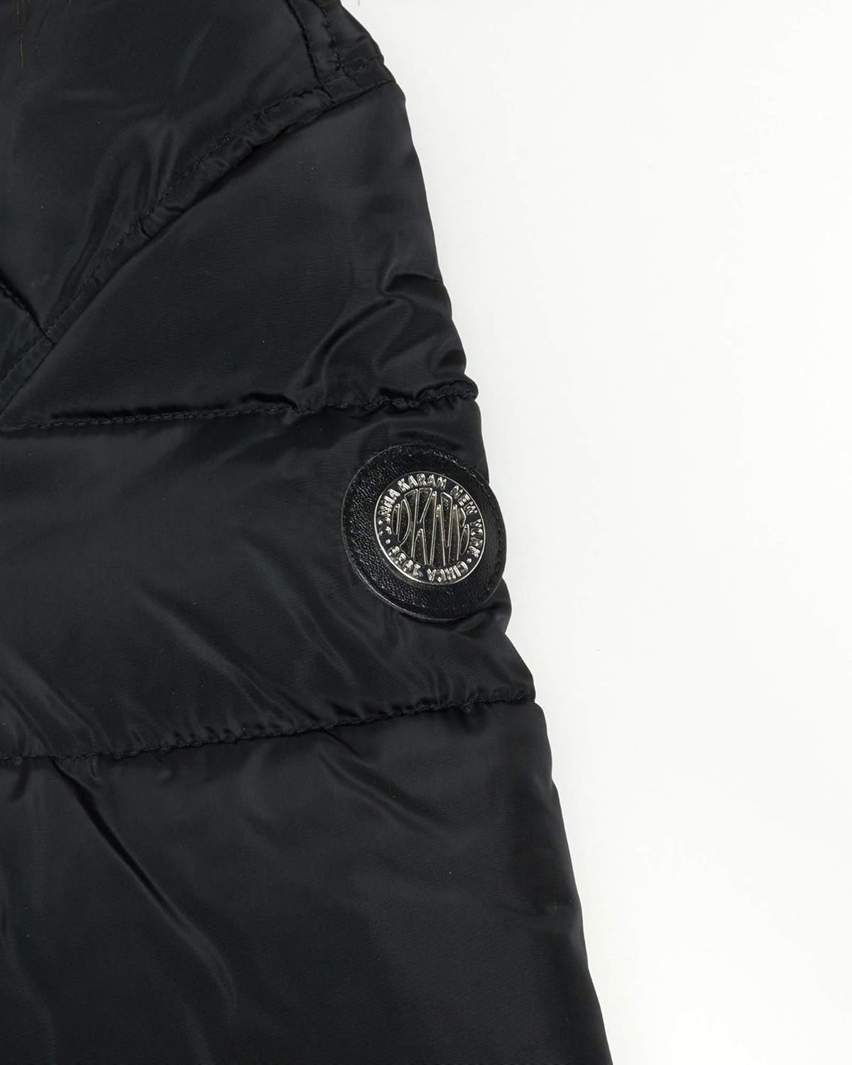 DKNY Girls' Heavyweight Quilted Bubble Jacket with Snap and Zip Closure and Removable Fur Hood: Clothing