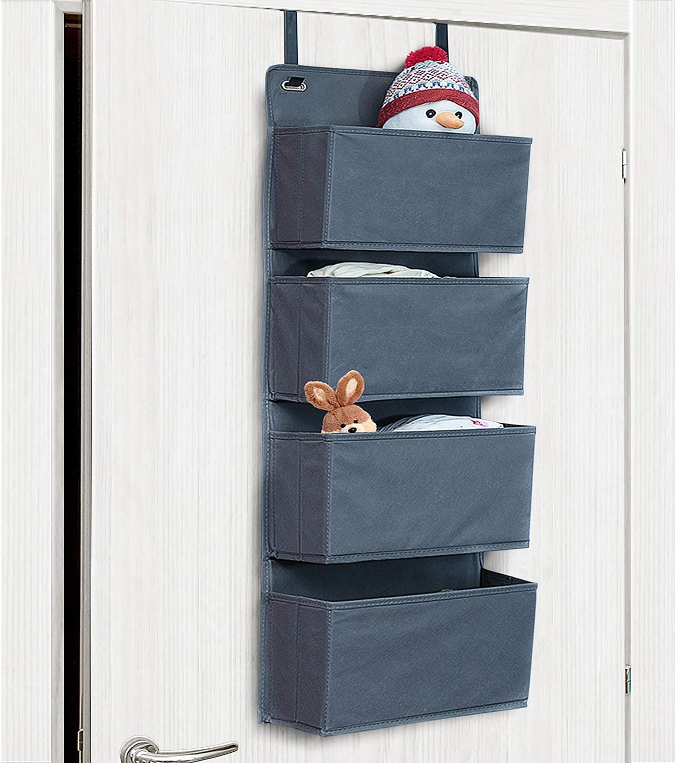 Tatkraft Cozy Over The Door Hanging Organizer, 4 Pockets, Suitable for Nursery, Bathroom, Closets