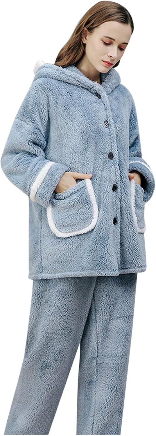 Ladies Soft & Cosy Fleece Pyjamas, Flannel Sherpa Plush Pyjamas Set