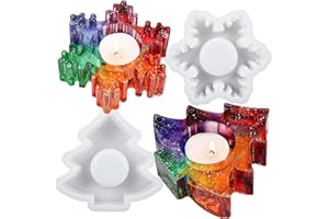 Wehous Christmas Resin Molds, 2PCS Snowflake Tree Candle Holder Silicone Resin Mold, 3D Christmas Epoxy Casting Mold, DIY Tealight Votive Jewelry Trinket Holder for Table Centerpiece Home Decoration