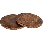 Mie Creations Wooden Trivets for Hot Dishes Set of 2, Kitchen Decor 8'' | Rustic Wood Dining Decorative Trivets, Countertop Table Round Coasters for Pots, Teapot and Pan, Christmas Thanksgiving Gift