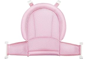 RUIXIA Universal Adjustable Baby Bath Tube Support Mesh Net Soft Breathable Infants Shower Pad Bathing Mat 4-Points Anti-Slip Bathtub Seat with Sponge Cushion Age 0-36 Months, TPink, One Size