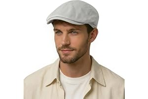 ZLYC Men Cotton Flat Cap Summer Scally Ivy Gatsby Newsboy Beret Driver Cabbie Hunting Hat