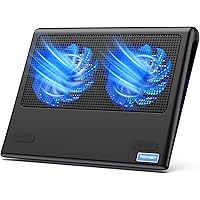 TECKNET Laptop Cooling Pad, 12"-15.6" Laptop Cooler, Gaming Cooling Pad Stand, Wind Speed Adjustable, 2 USB Powered Fans Cool