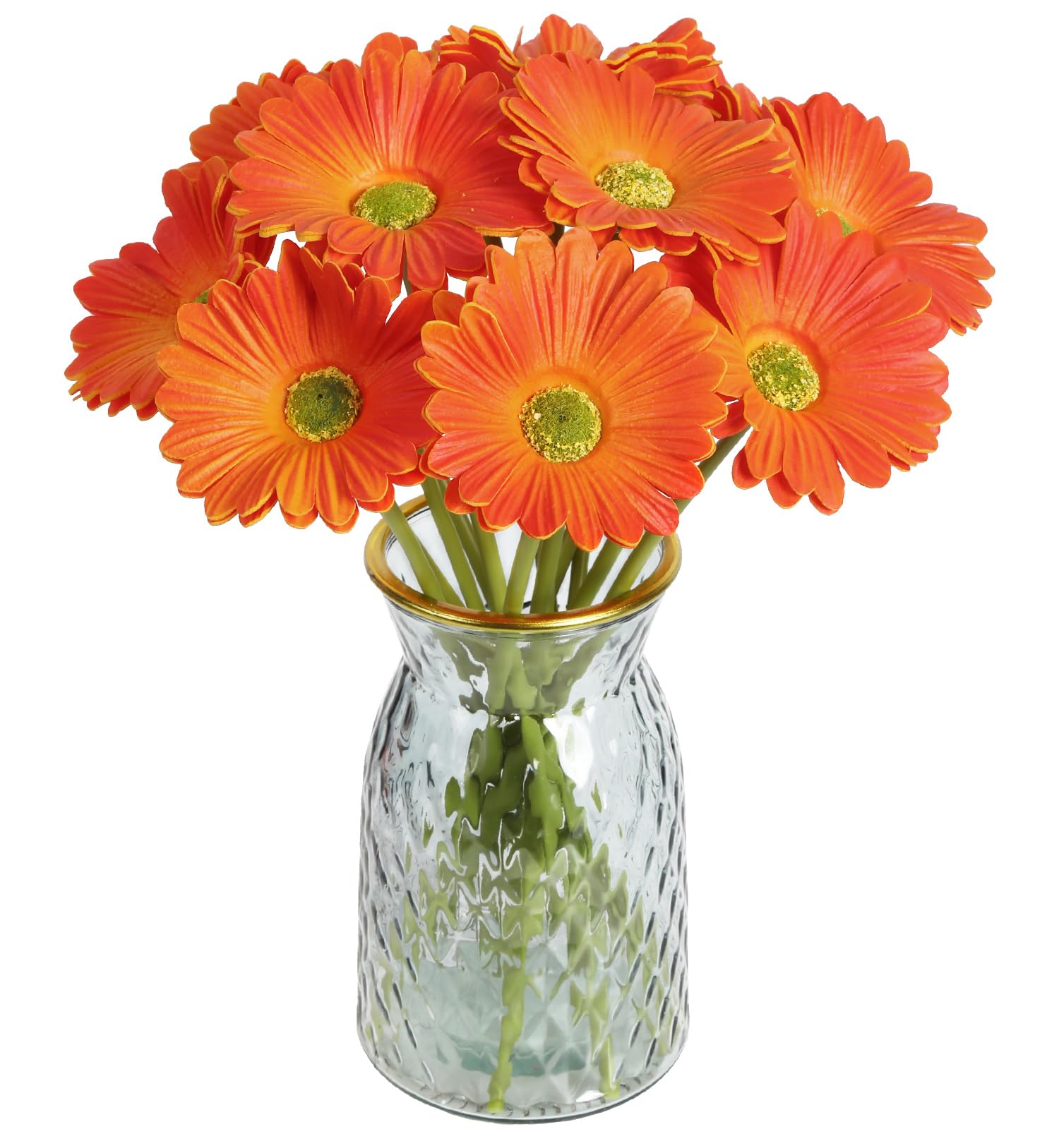 Photo 1 of IPOPU Daisy Flowers Artificial,20PCS Orange Flowers Gerbera Daisy Fake Daisies for Wedding Party Office Home Decorations(Orange)