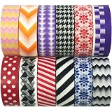 Allydrew Set Of 12 Decorative Washi Masking Tapes - 15mm X 10m, 12 Patterns (ADSET03)