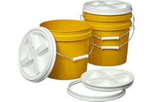 Consolidated Plastics 2 Gallon Food Grade Buckets & White Gamma Seal Lid, BPA Free Container Storage, Durable HDPE Pails, Made in USA (3 Pack, Yellow)