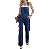 luvamia Cargo Jean Overalls for Women Wide Leg Bib Utility Stretchy Denim Jumpsuit Overall Loose 90s Trendy