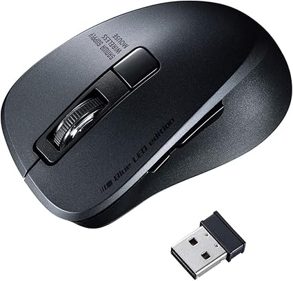 Amazon サンワサプライ ワイヤレスマウス 2 4ghz Usb A 静音 ブルーled 5ボタン 1600dpi 2段階切替 小型 ブラック Ma Wbl153bk サンワサプライ 家電 カメラ