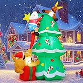 COMIN 7.3FT Christmas Inflatables Outdoor Decorations Blow Up Santa Claus Reindeer Dog Christmas Tree Inflatable with Built-in LEDs for Christmas Indoor Outdoor Yard Lawn Garden Decorations