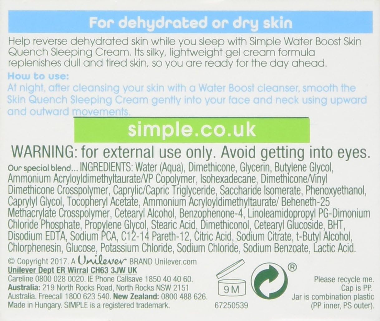 simple water boost sleeping cream