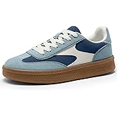 Vilanva Women's Fashion Sneakers Casual Tennis Shoes with Genuine Suede Classic Retro Gum Sole Walking Trendy Footwear