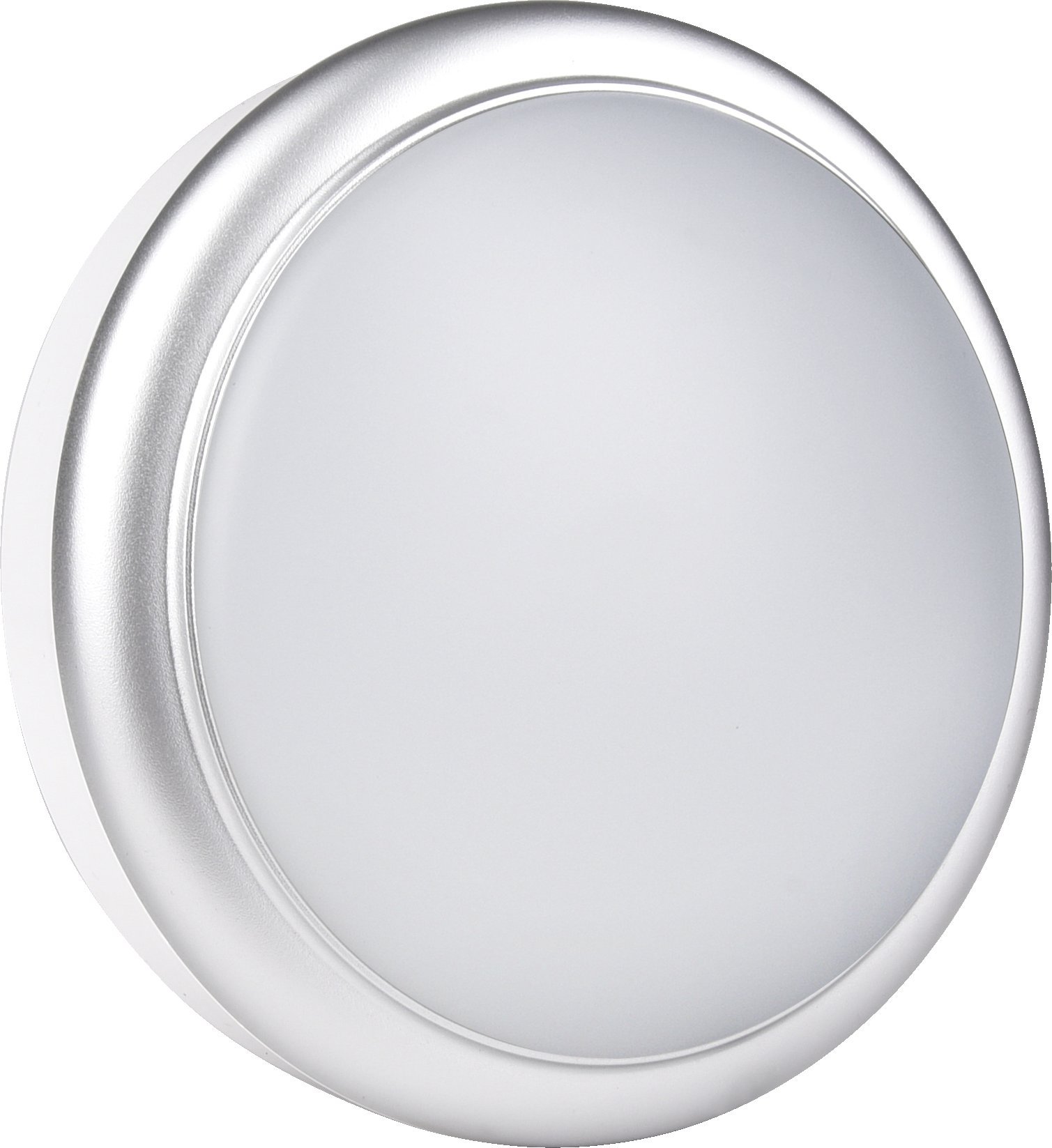 UKEW 15W LED Bulkhead Light - Silver Trim Flush Round 6500K Daylight - IP65 Waterproof Frosted Cover Wall Ceiling Mounted Fitting for Bathroom Hallways