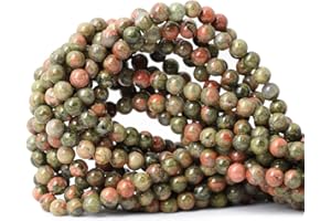 CHEAVIAN 60PCS 6mm Natural Unakite Gemstone Round Loose Beads for Jewelry Making DIY Handmade 1 Strand 15"