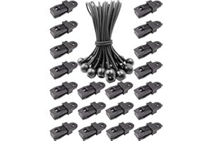 BINCKIN Tarp Clips Heavy Duty Lock Grip - 40 Pcs Tent Clip and Ball Bungee Cord Set, Awning Tarp Clamps for Canopy (Black)