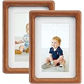 DECOCIAGA 4x6 Picture Frame Set of 2 Natural Wood Photo Frames Display Pictures 3x5 with Mat or 4x6 without Mat Multi Photo Frames Collage for Wall or Tabletop Decor