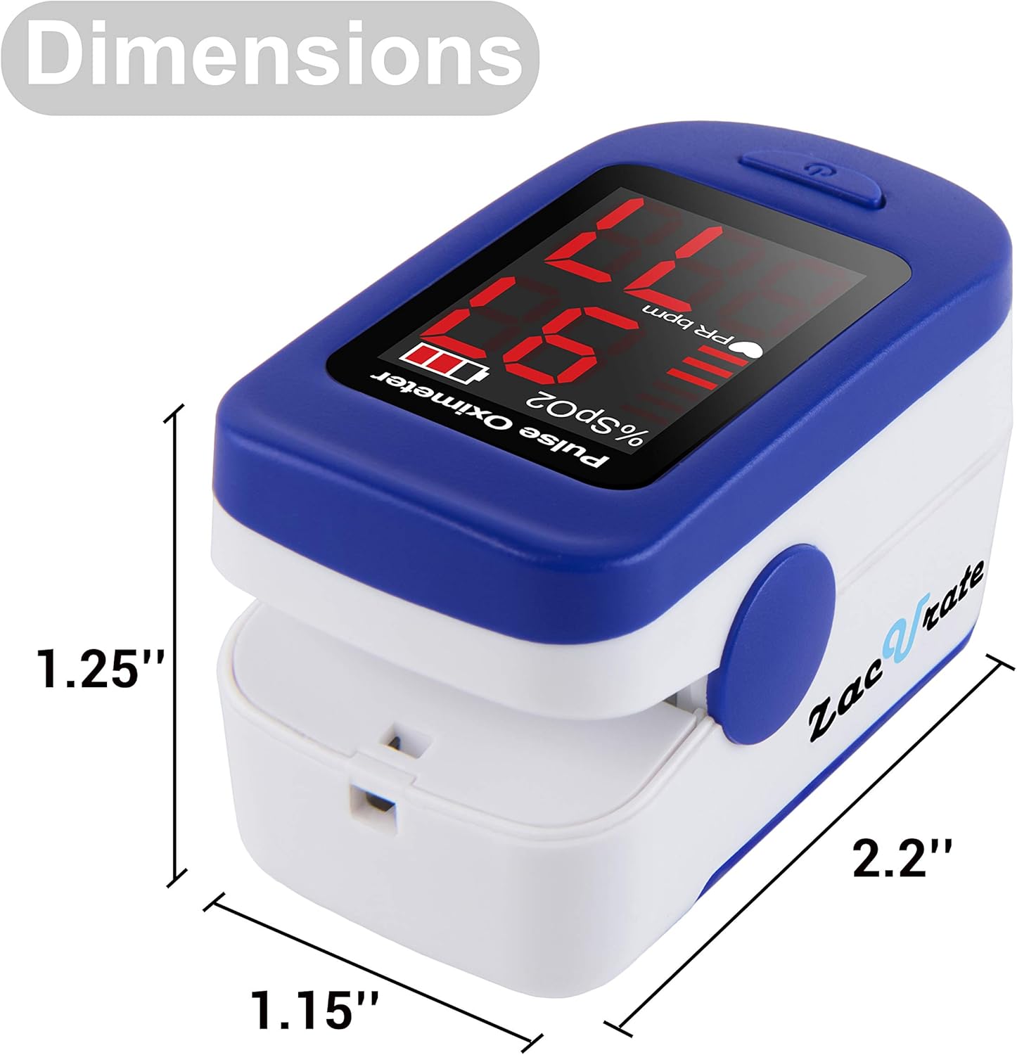 Zacurate 500BL Fingertip Pulse Oximeter Blood Oxygen Saturation Monitor with Batteries and Lanyard Included (Navy Blue): Health & Personal Care