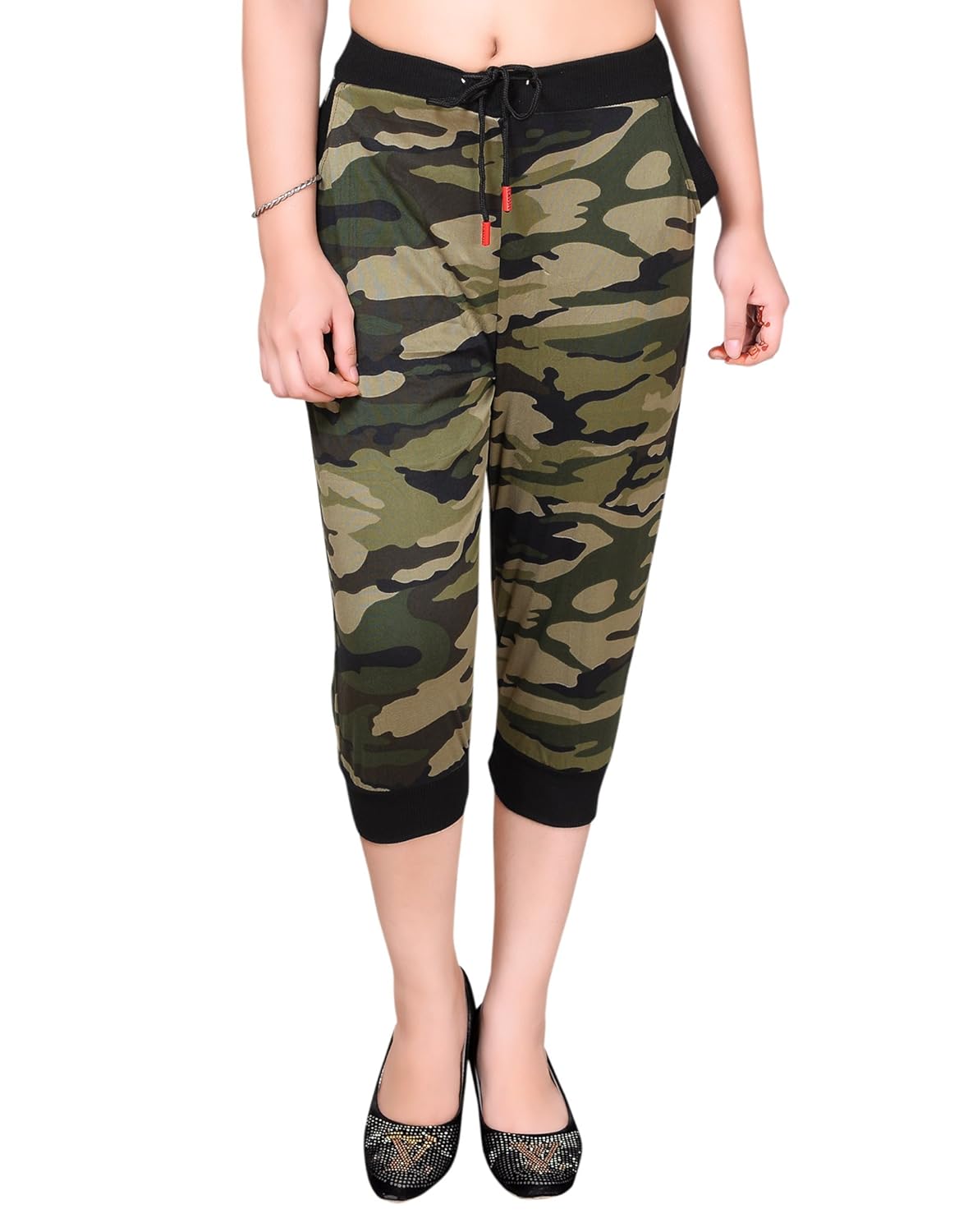 devil women's|girl's army printed capri