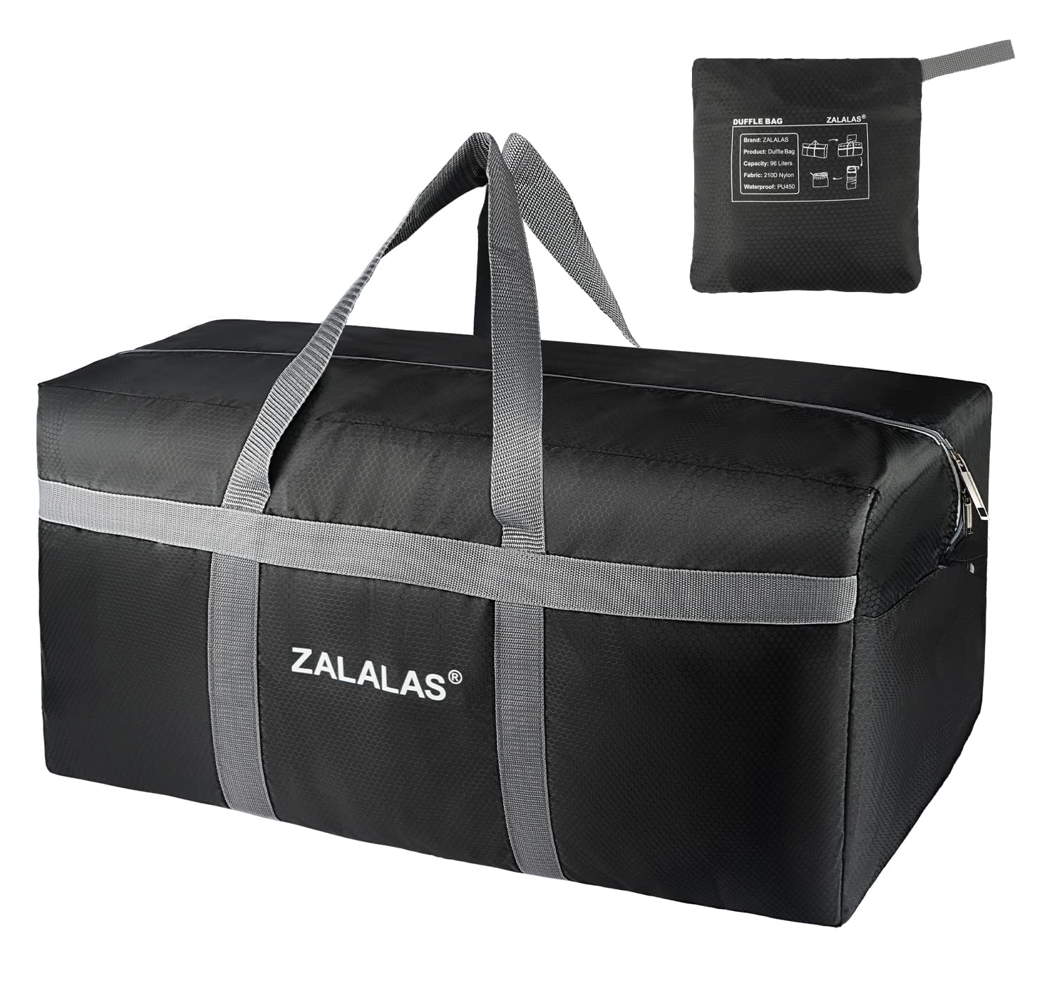 ZALALAS Travel Duffle Bag,Water-Resistant Travel Luggage Holiday Holdall Foldable Weekend Overnight with Multi-Pockets for Women Men 96L