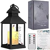 Sympathy Gifts for Loss of Loved One, Bereavement Memorial Lanterns with Card - Remembrance Gifts for Loss of Mother or Father with Candle and Remote (Black)