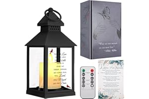 NEWOH Sympathy Gifts for Loss of Loved One, Memorial Gift Lantern with Card, Bereavement Gift Candle Lights, Memory Lamp with Remote for Funeral Remembrance or Condolences (Black)