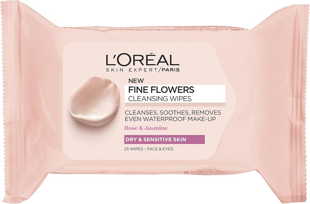L'Oreal Paris Fine Flowers Cleansing Wipes for Dry Sensitive Skin 25 Pack