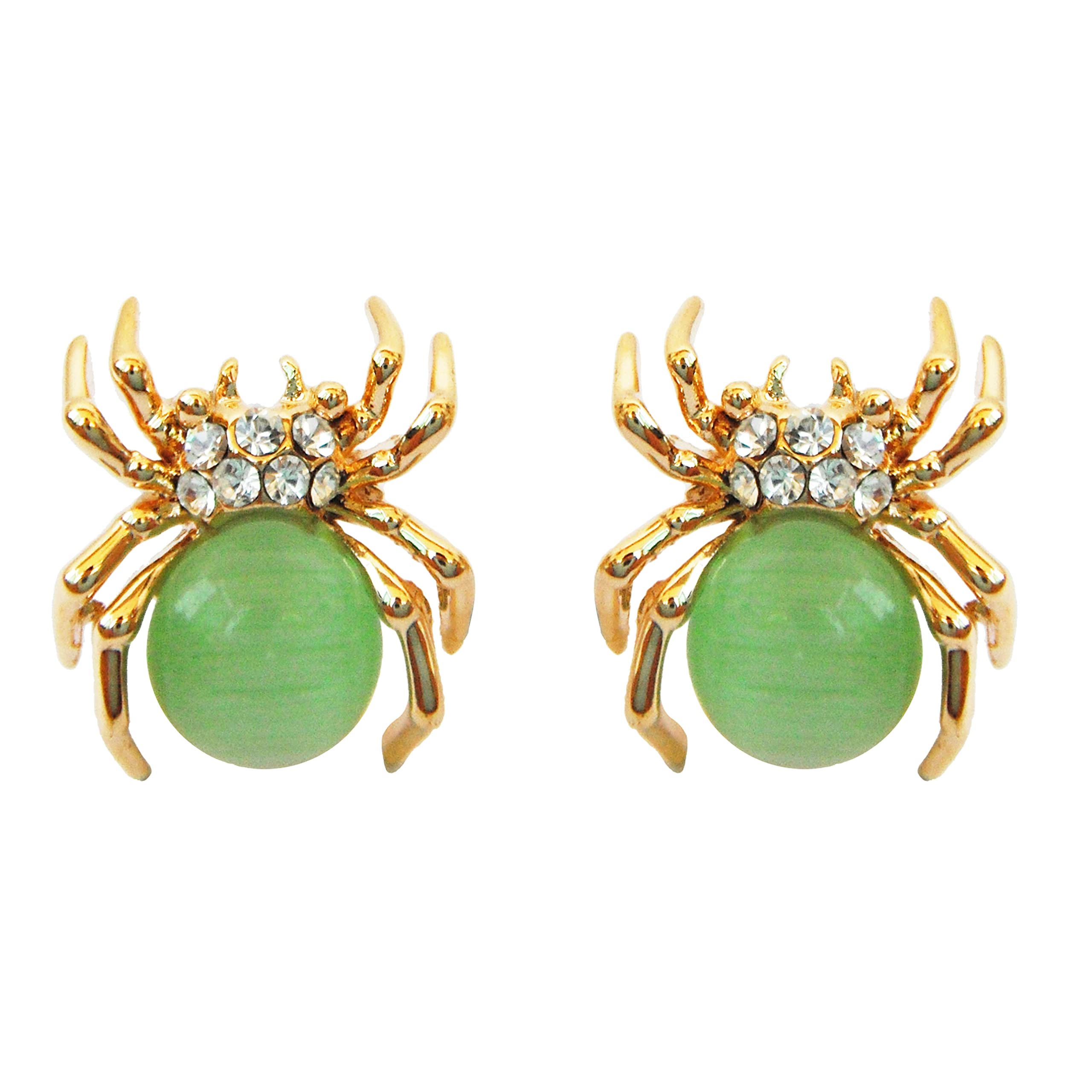Navachi 18k Gold Plated Green Opal Crystal Spider Az2405s Ear Stud Earrings