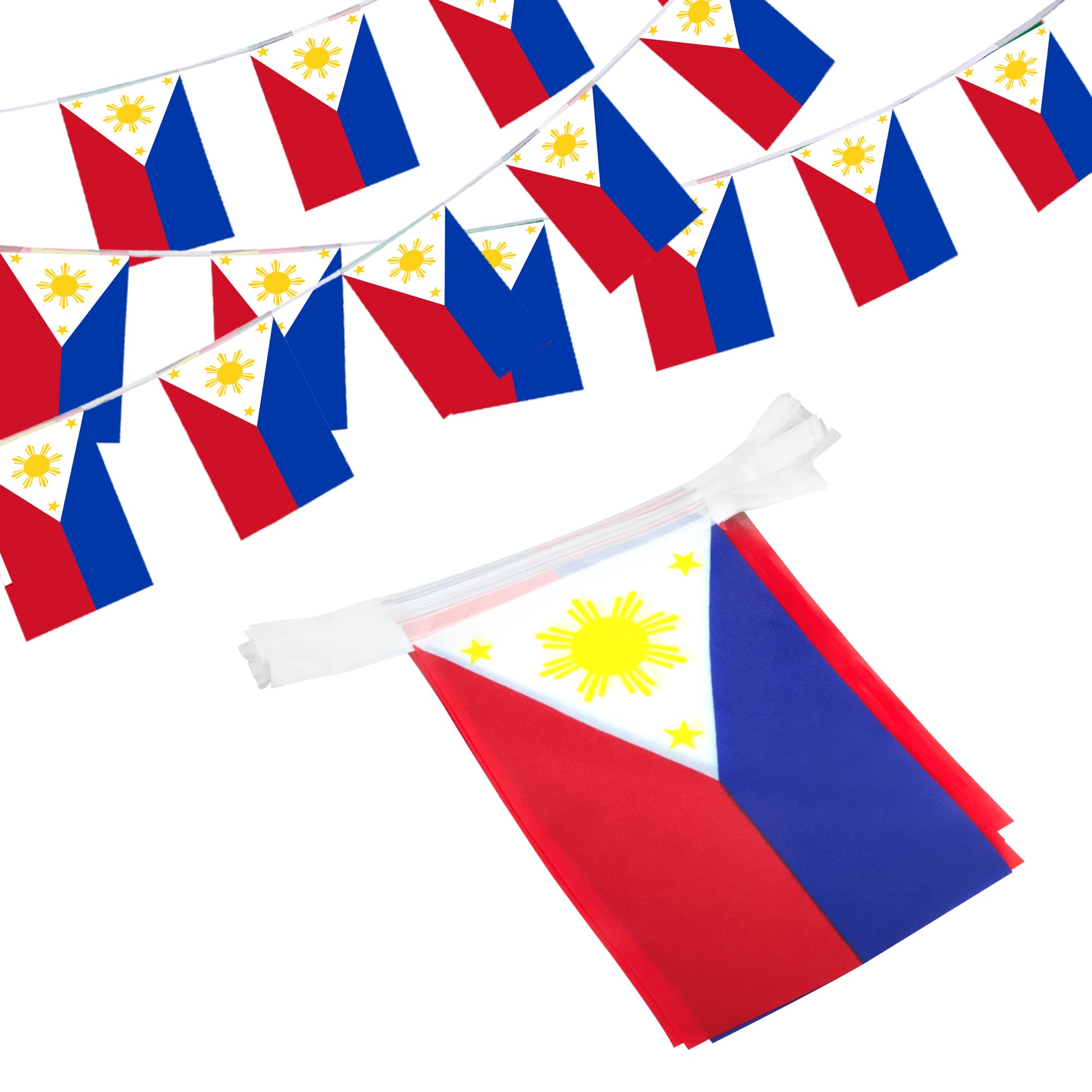 Anley Philippines String Flag Pennant Banners, Patriotic Events 12th of June Independence Day Decoration Sports Bars - 33 Feet 38 Flags — image 1