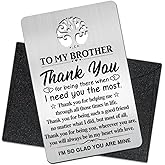 Mhfpl To My Brother Wallet Card, Engraved Metal Wallet Insert Card for Brother, Thank You Gifts for Brothers From Bro Sister, Graduation Birthday Thanksgiving Wedding Christmas Gifts for Bro