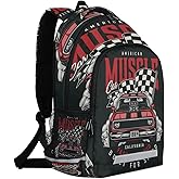 GzLeyigou Racing Car Retro Backpack for Boys Girls Kids Schoolbag Children School Bookbag,Women Men Casual Daypack Students College Bookbags Travel Bags