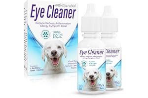 PARROTS TREASURE Dog Eye Drops, Dog Eye Infection Treatment, Dog Eye Cleaner Cataract Eye Drops for Dogs - Relieve Red Eyes & Allergy Symptoms & Removing Eye Stains (2 Packs)