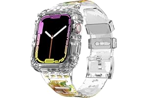 ABELTA Compatible with Clear Apple Watch Band 38mm 40mm 41mm 42mm 44mm 45mm with Protective Case,Shockproof band for iwatch Bands Series 8 7 6 5 4 3 2 1