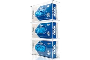 Nelspen Glove Box Holder Dispenser Acrylic 3 Compartment Clear Rack Storage Organizer for Medical, Latex, Rubber, Nitrile, Ex