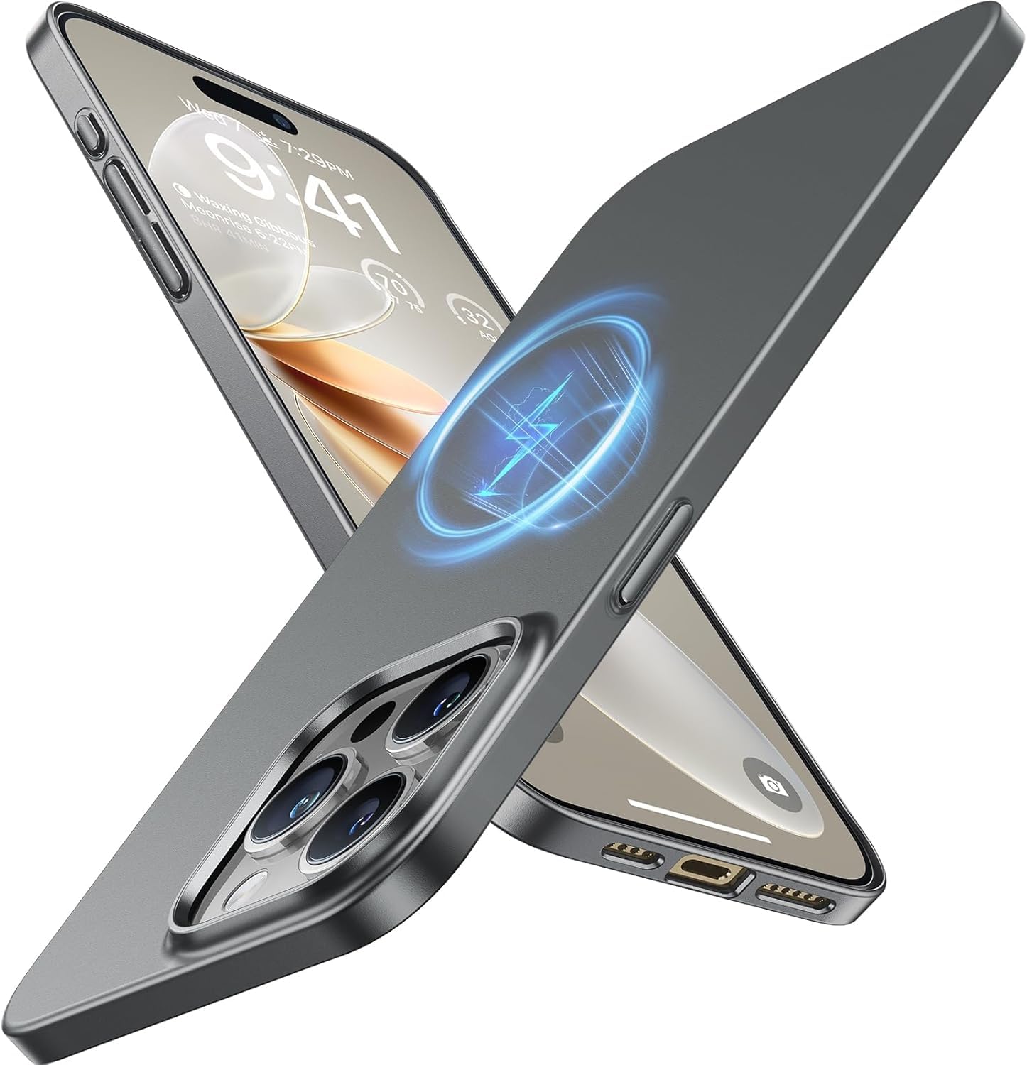 TORRAS Ultra Thin for iPhone 15 Pro Max Case for MagSafe [No. 1 Magnetic Force] Extreme Protection (Velvety Touch & Elegant Look) Slim iPhone Case for iPhone 15 Pro Max Cover Gray — image 1