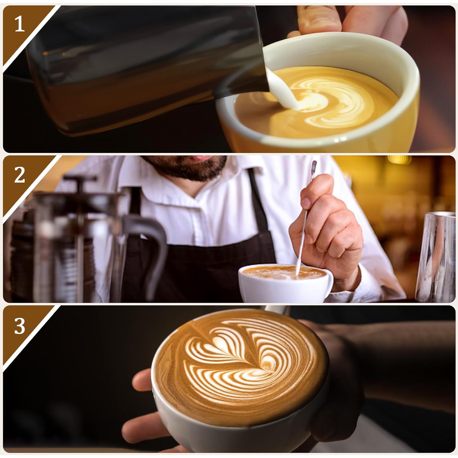 Milk Frothing Pitcher, 350ml/600ml (12oz/20oz) Milk Frother Cup Stainless Steel Jug Steaming Pitcher, Milk Coffee Cappuccino Latte Art Barista Steam Pitchers Milk Jug Cup with Decorating Pen