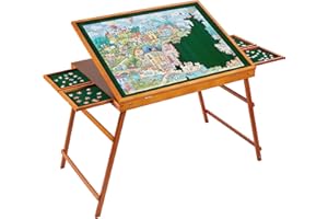 YISHAN Heavy Duty Wooden Jigsaw Puzzle Table for 1500 Pieces Puzzle with Drawers and Cover, Adjustable Puzzle Board with Legs, Portable Tilted Puzzle Easel for Adults