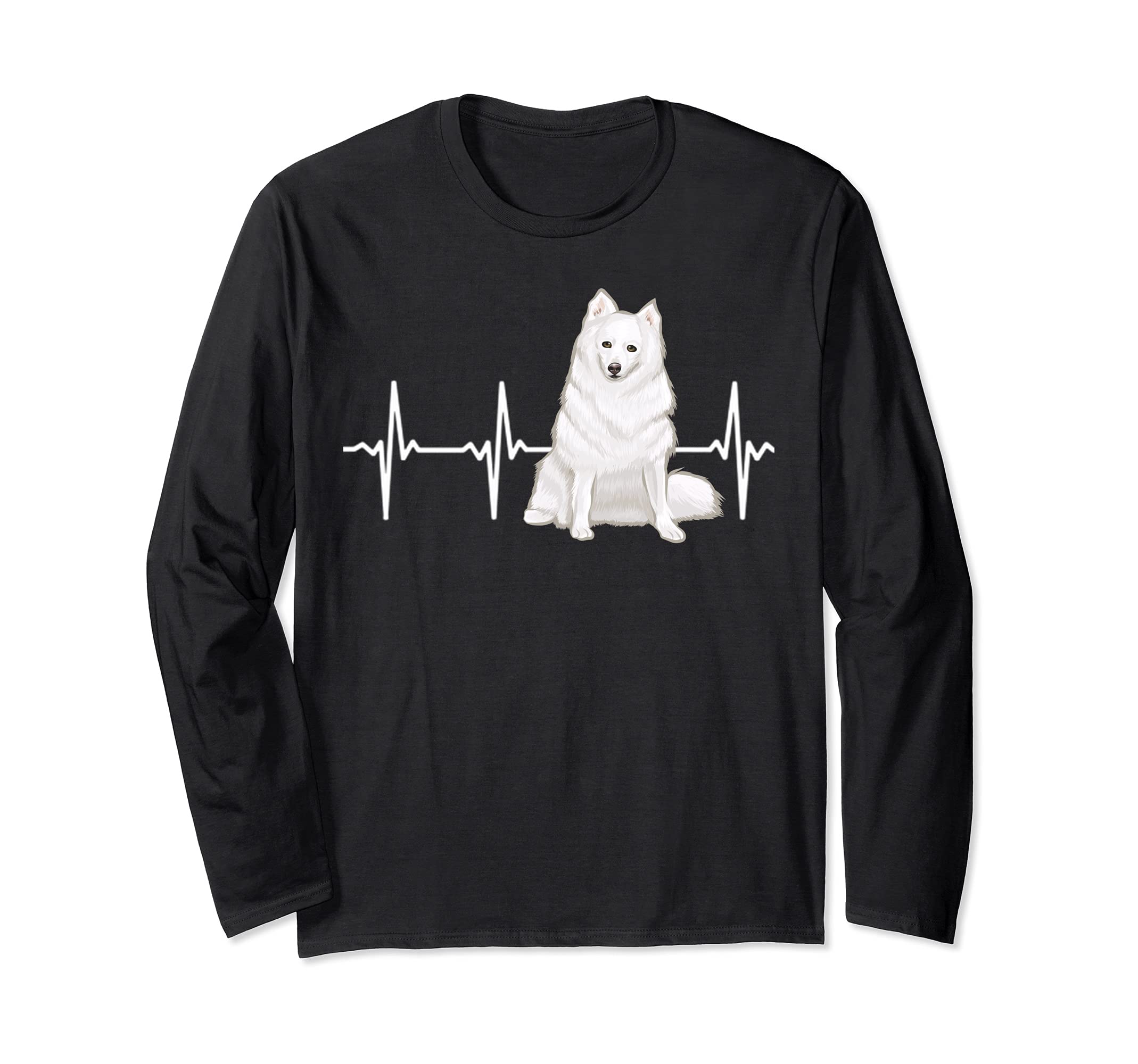 American Eskimo Dog Heartbeat Dog Lover Long Sleeve T-Shirt